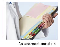 Photo of a patient’s file with the text ‘Assessment question’ underneath